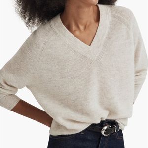 Madewell Ginny V Neck Alpaca Sweater Size Small Antique Cream